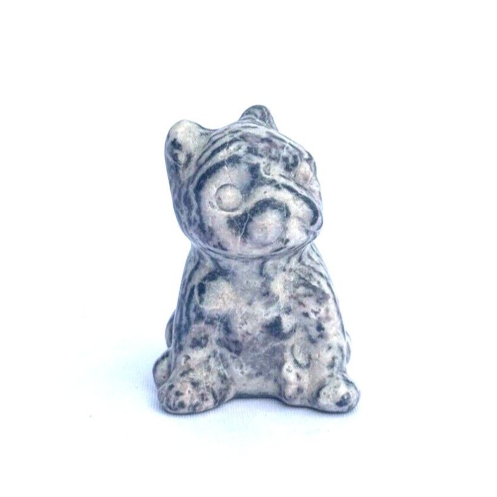 Pink Zebra Jasper Bull Dog Healing Reiki Crystal Figurine 94g